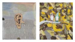 Curro Gonz&aacute;lez - 2011 - Hotel F&eacute;nix: canci&oacute;n - T&eacute;cnica mixta sobre tela 2 obras de 38 x 35 cm